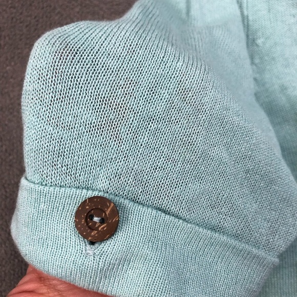 J Jill Aqua Short Cuffed Sleeve Linen Blend Knit Tunic Beachy Coastal size S - Picture 6 of 9